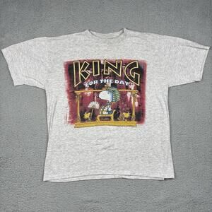 Vintage 80s Snoopy T-Shirt Mens Large Woodstock Peanuts King For The Day
